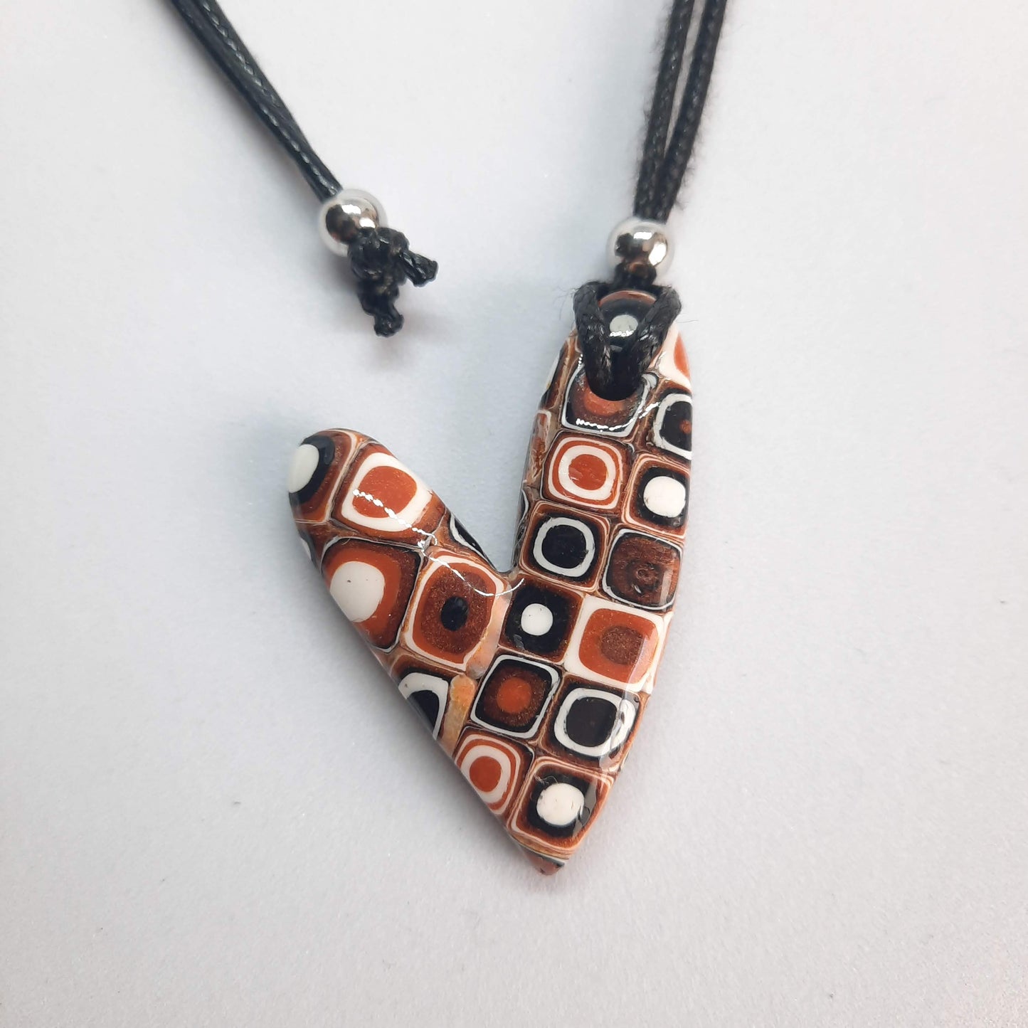 Colgante Corazón Naranja Blanco Negro Grande