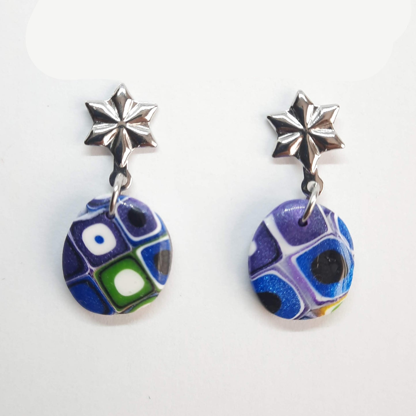 Pendientes Ovalado Arcoíris con Base Acero