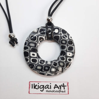 Colgante Redondo Negro Blanco grande