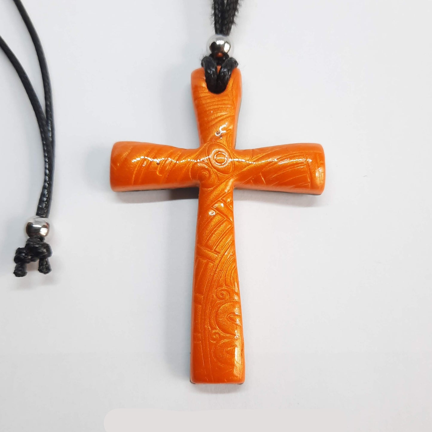 Colgante Cruz Grande Naranja