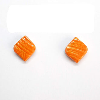 Pendientes Botón Cuadrado Naranja