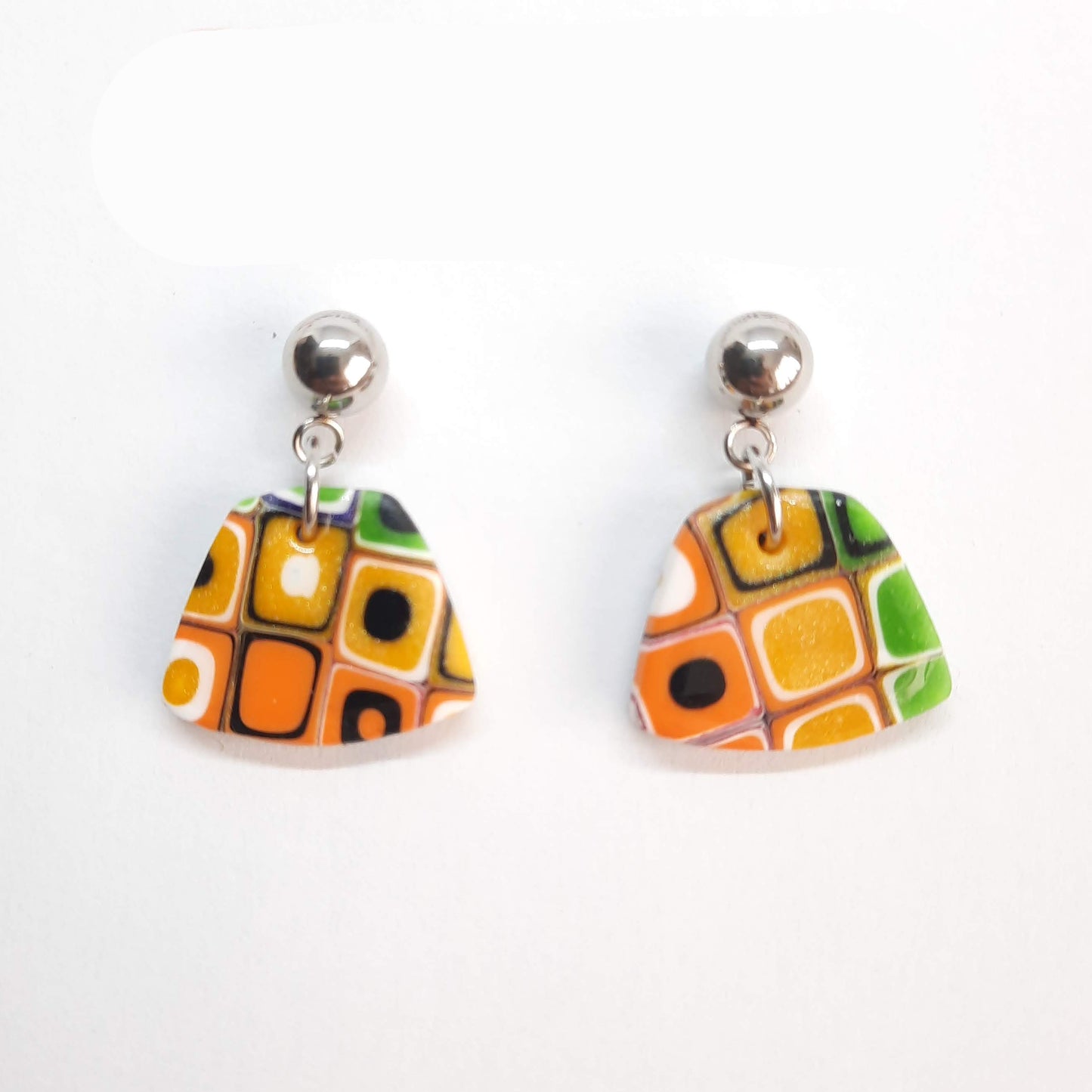 Pendientes Trapecio Arcoíris con Base Acero