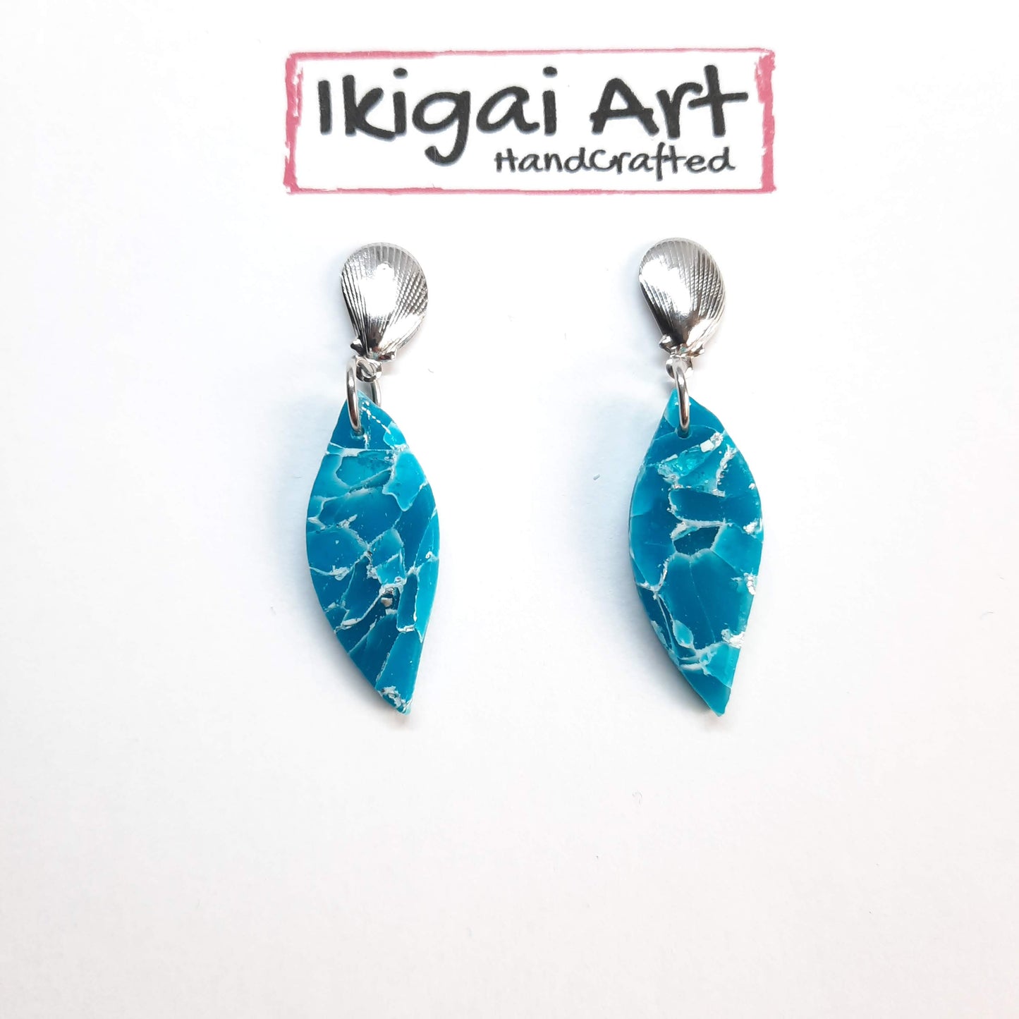 Pendientes Fantasy Aguamarina con Base Acero