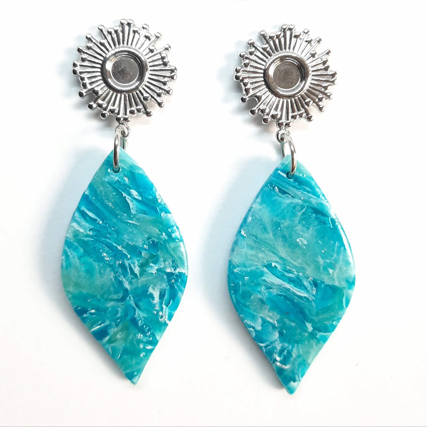 Pendientes Fantasy Aguamarina con Base Acero