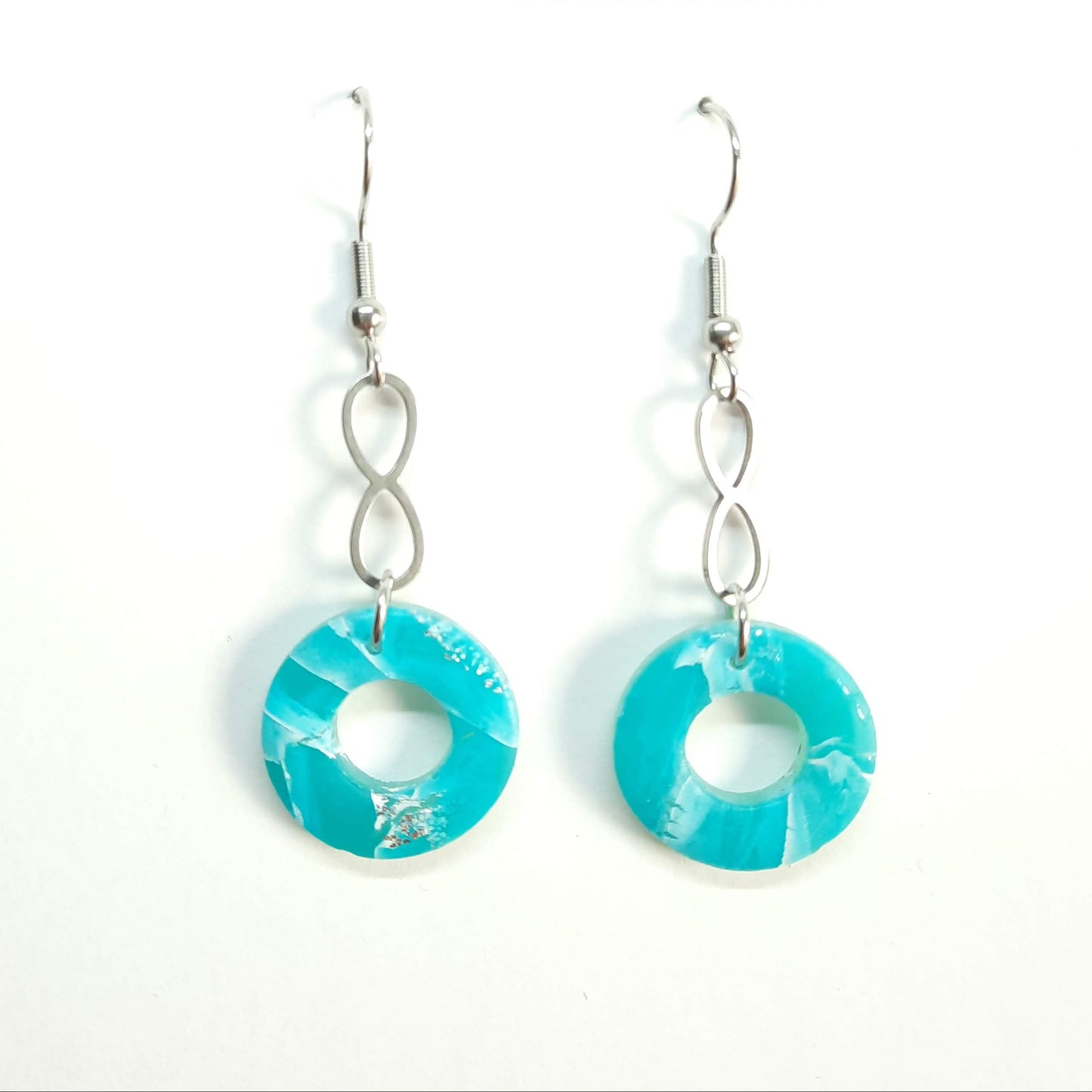 Pendientes Redondo Aguamarina con Gancho Acero