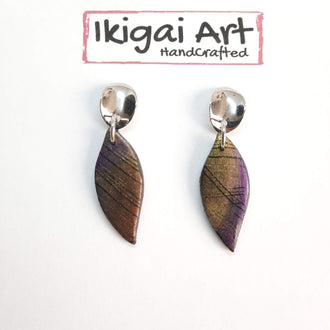 Pendientes Fantasy Labradorita Violeta con Base Acero