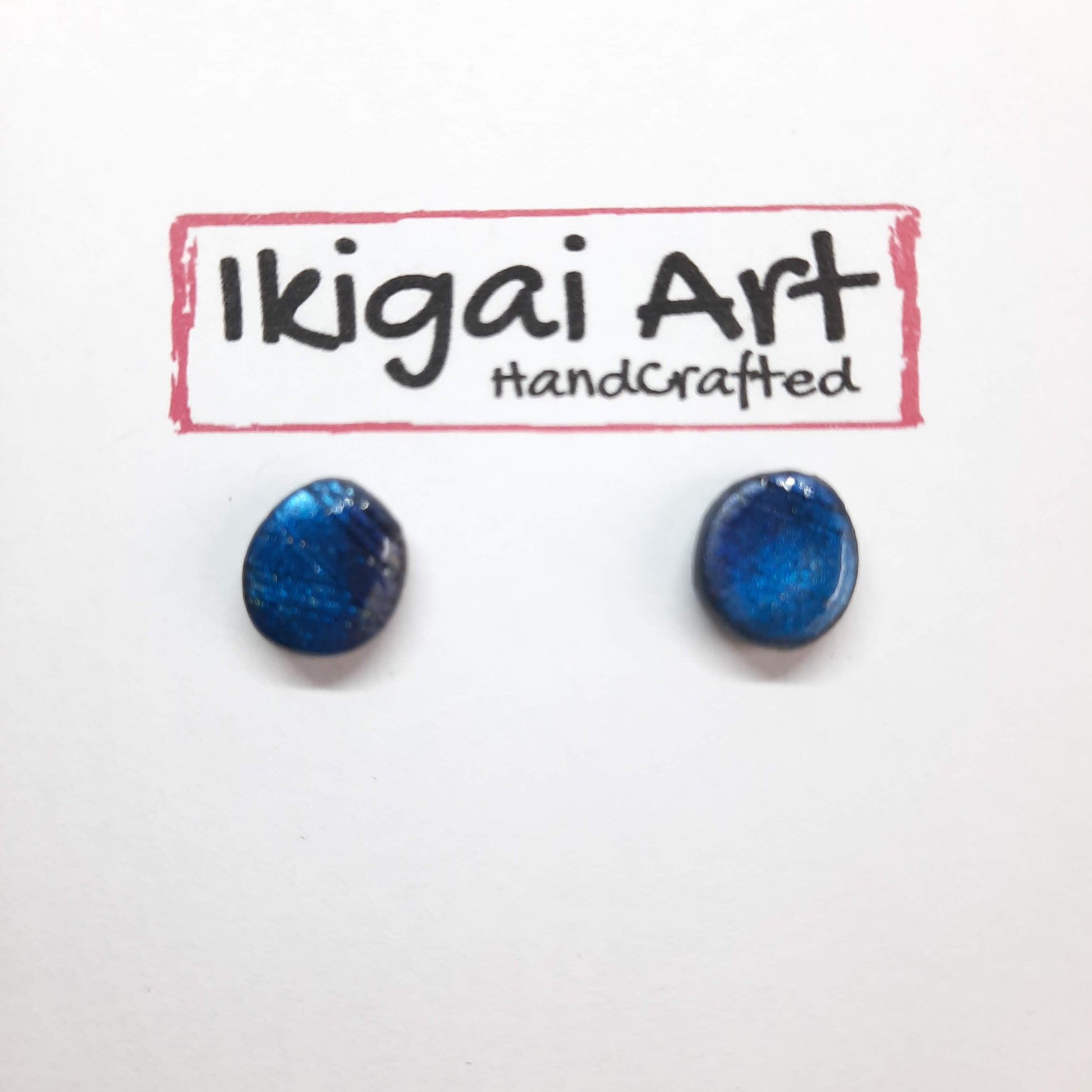 Pendientes Botón Ovalado Labradorita Azul