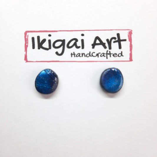 Pendientes Botón Ovalado Labradorita Azul