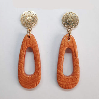 Pendientes Fantasy Mediano Herrumbre con Base Dorada