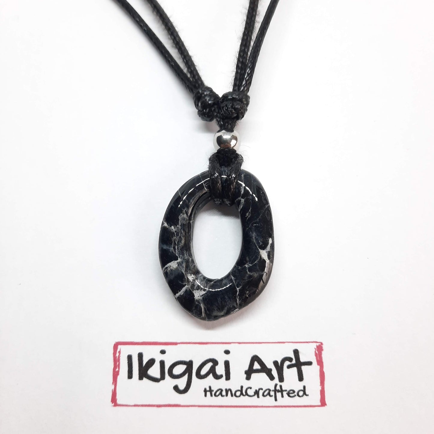 Colgante Ovalado Pequeño Negro Mármol