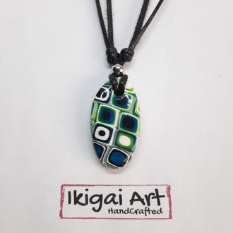 Colgante Ovalado Pequeño Verde Blanco