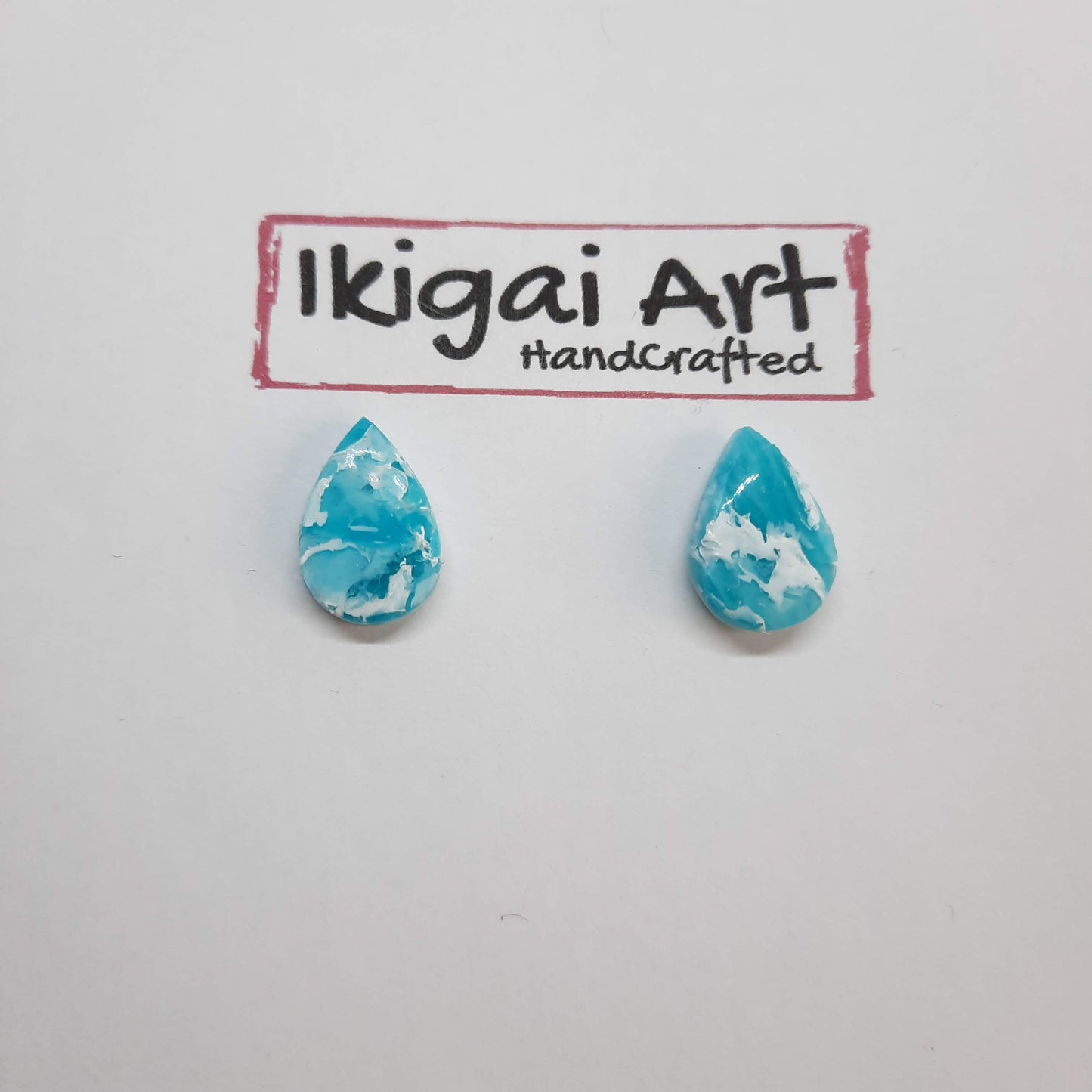 Pendientes Botón Gota Aguamarina