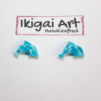 Pendientes Botón Delfín Aguamarina