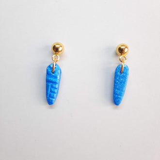 Pendientes Fantasy Azul con Base Dorada
