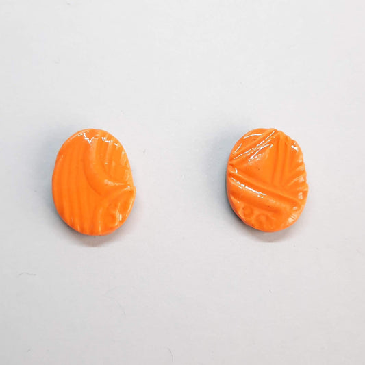 Pendientes Botón Ovalado Naranja