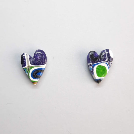 Pendientes Botón Corazón Arcoíris