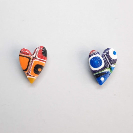 Pendientes Botón Corazón Arcoíris
