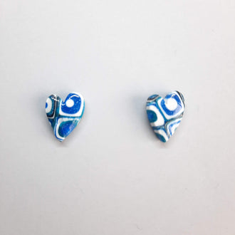 Pendientes Botón Corazón Pasión Azul