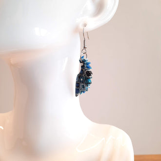 Pendientes Alas Pasión Azul con Ganchos Acero