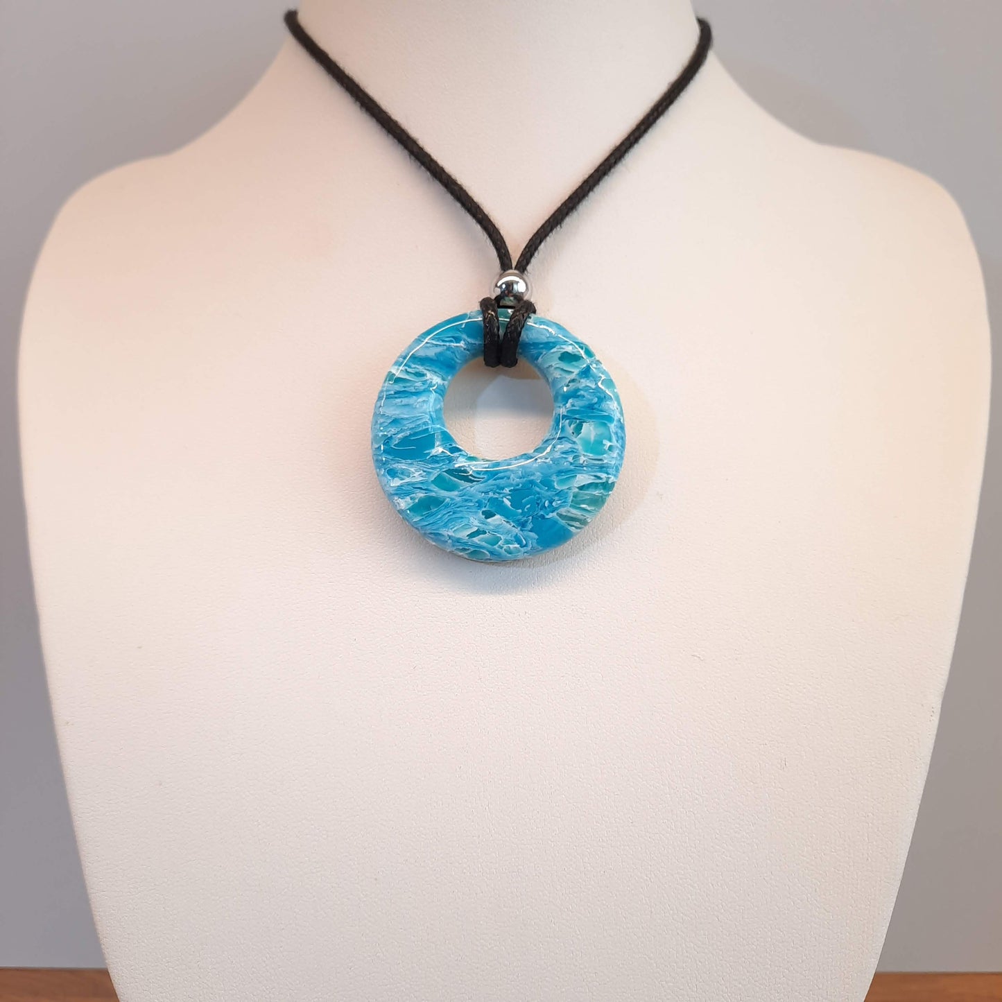 Colgante Círculo Grande Aguamarina