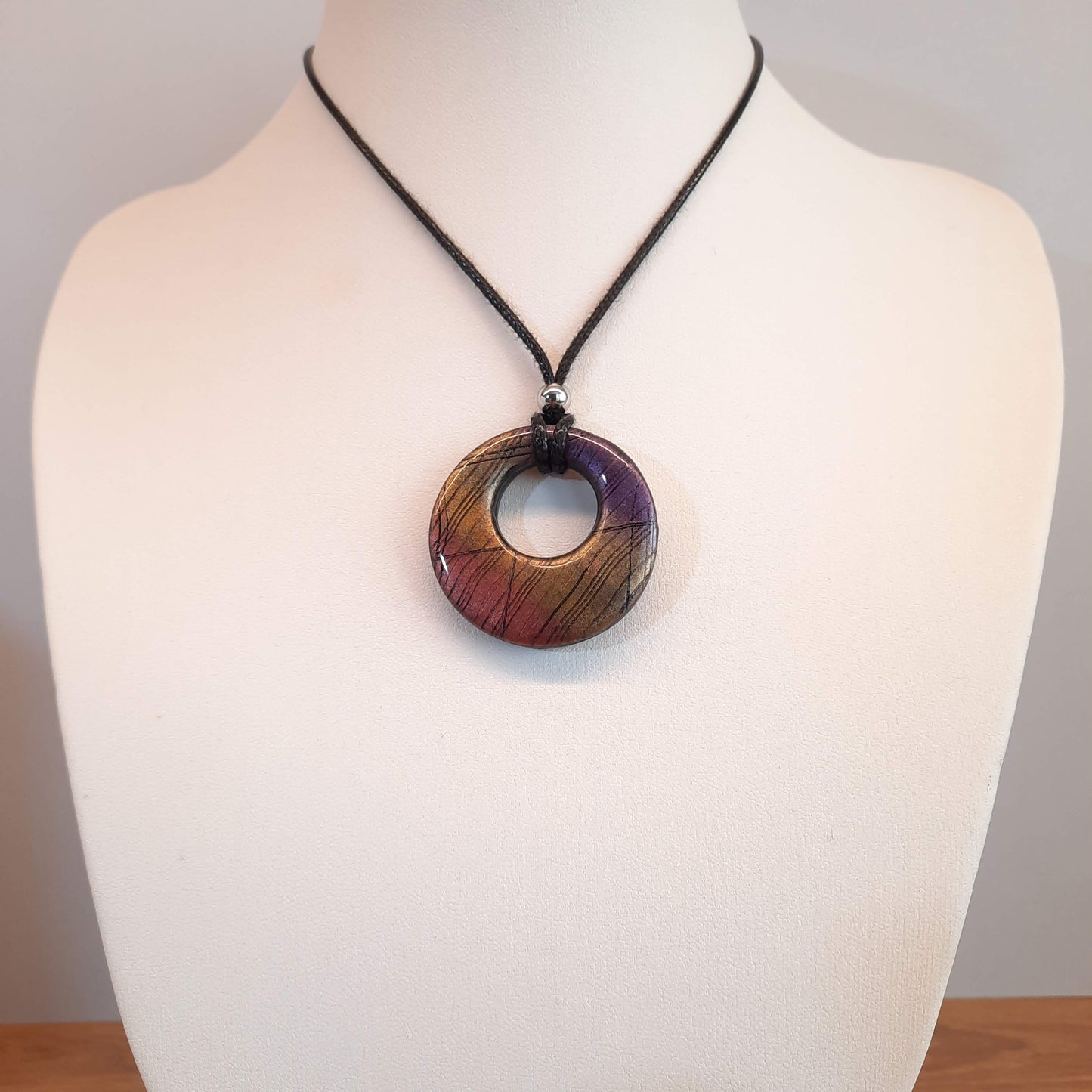 Colgante Circulo Mediano Labradorita Violeta