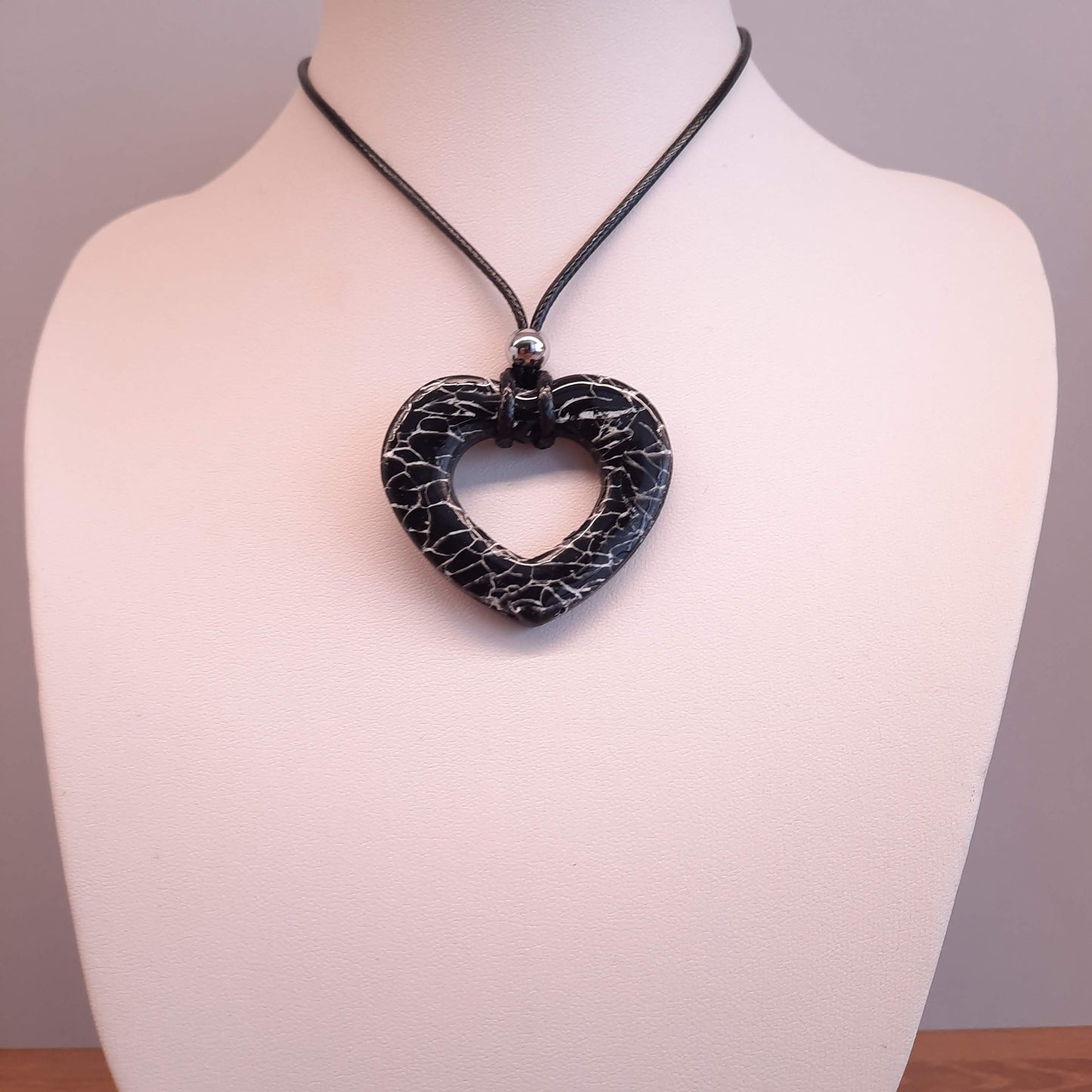 Colgante Corazón Alma Grande Negro Mármol