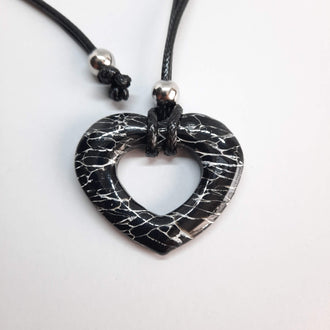 Colgante Corazón Alma Mediano Negro Mármol