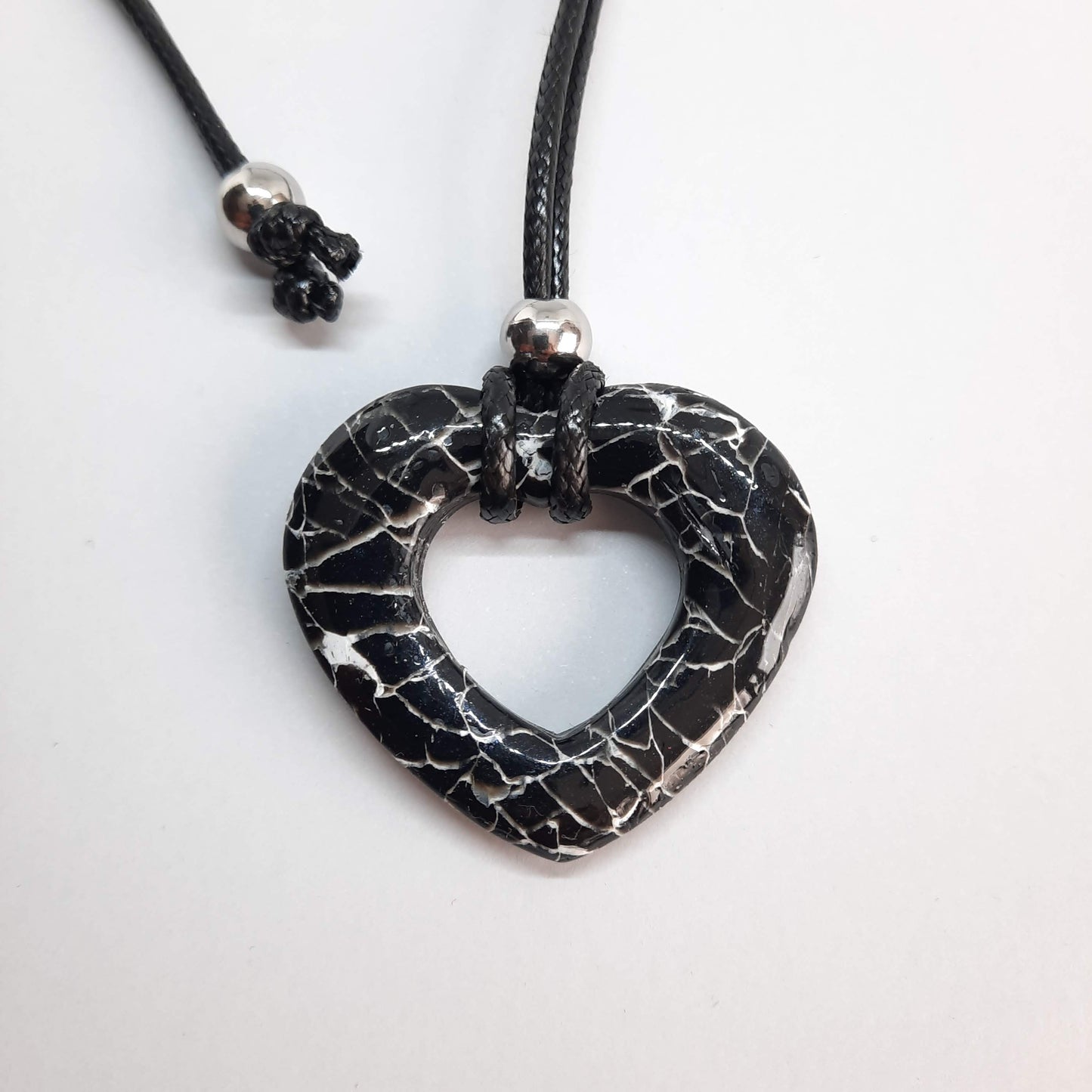 Colgante Corazón Alma Mediano Negro Mármol
