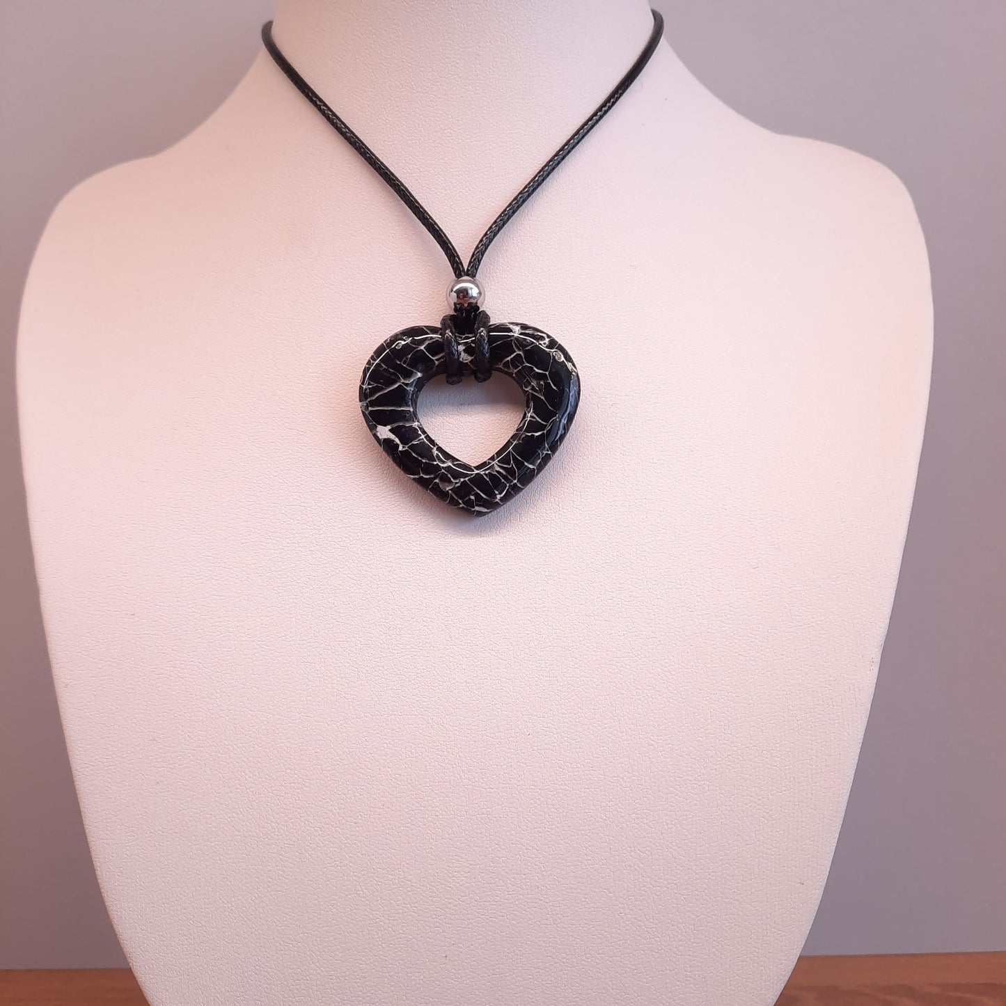 Colgante Corazón Alma Mediano Negro Mármol