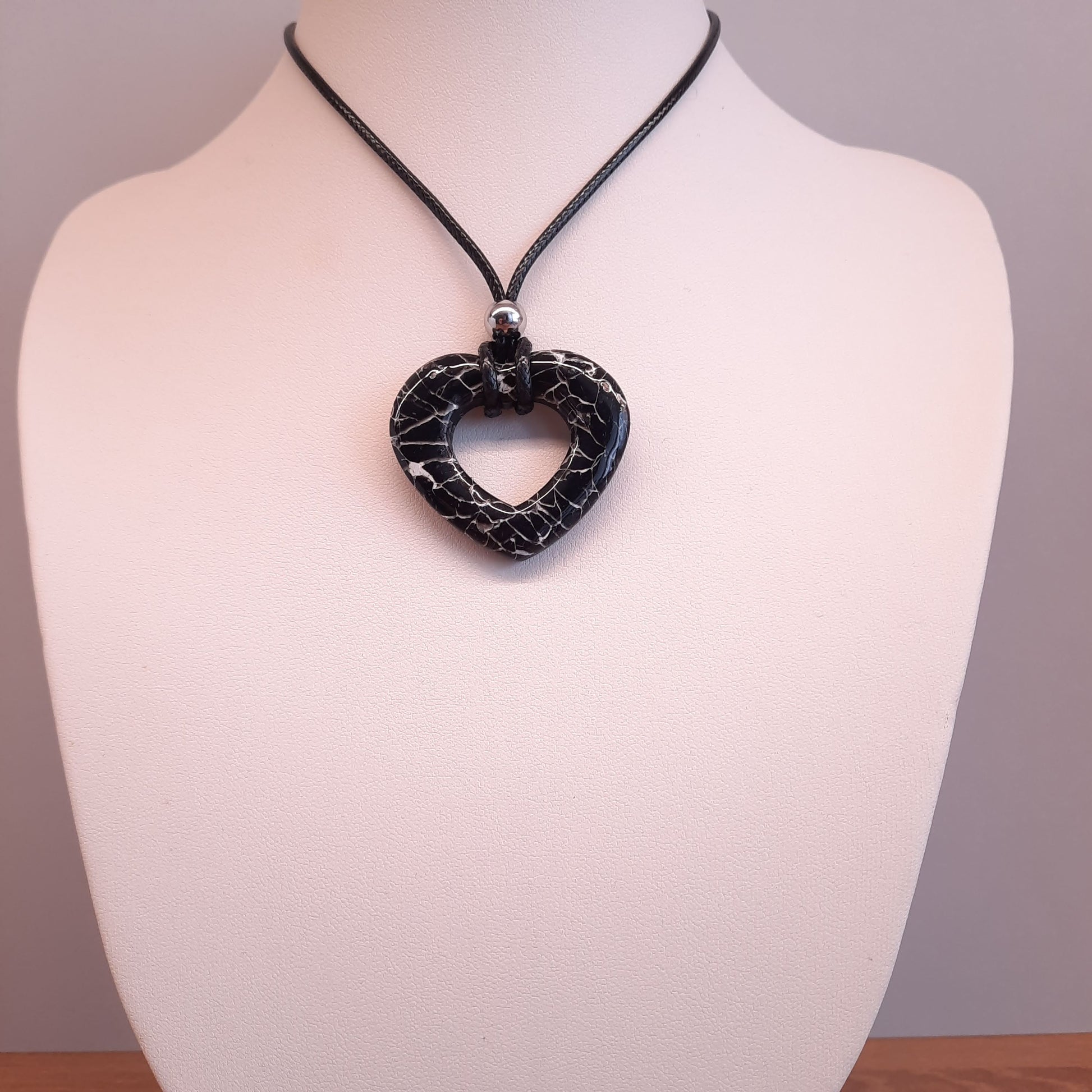 Colgante Corazón Alma Mediano Negro Mármol