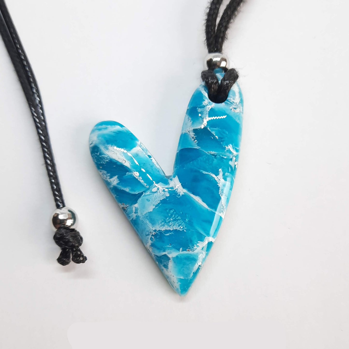 Colgante Corazón Delgado Aguamarina