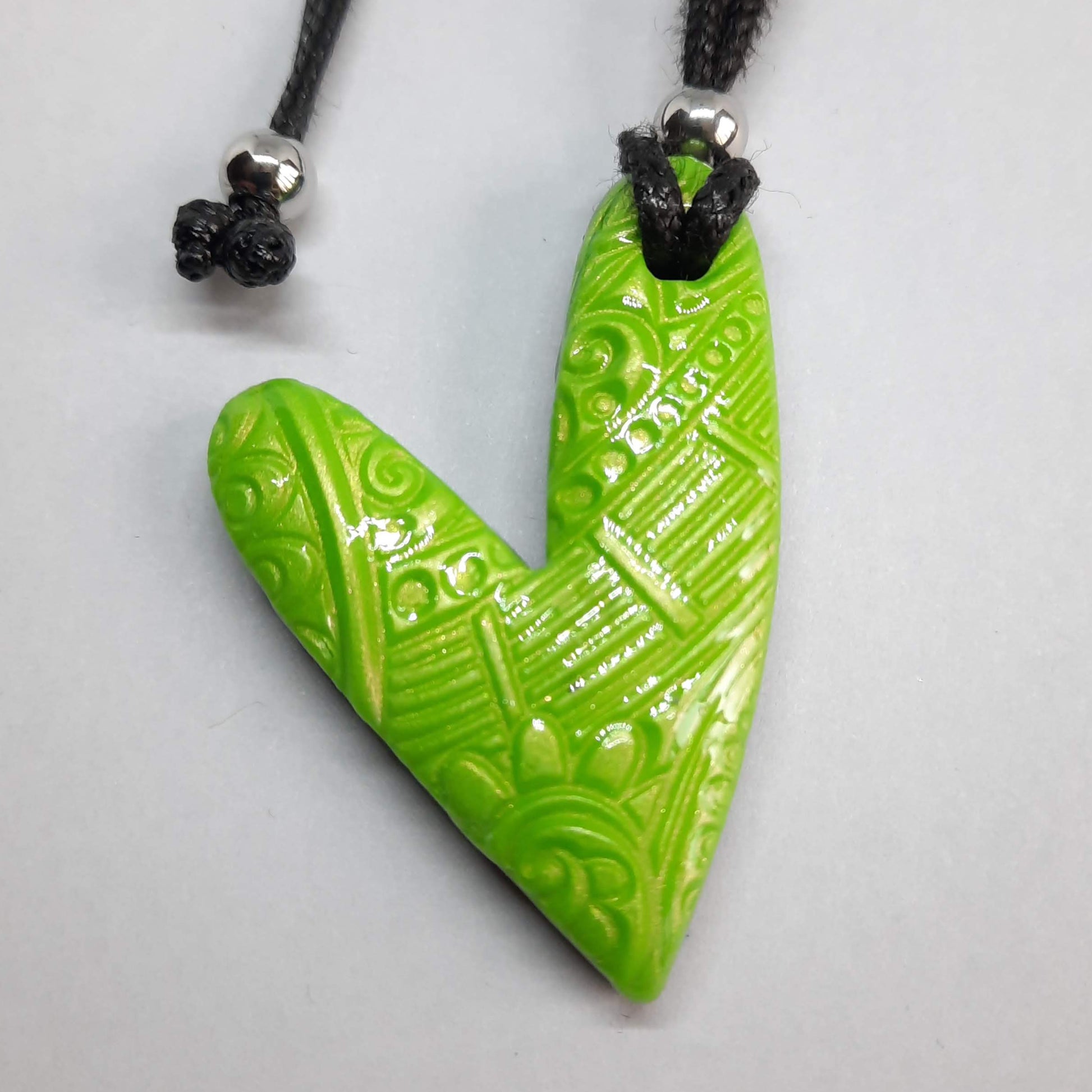 Colgante Corazón Delgado Verde Grande