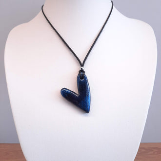 Colgante Corazón Delgado Labradorita Azul