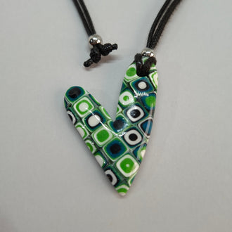 Colgante Corazón Delgado Mosaico Verde