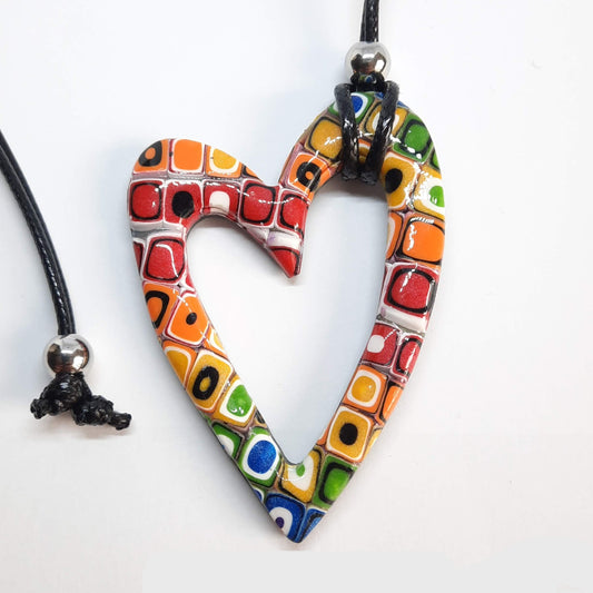 Colgante Corazón Hueco Grande Arcoíris