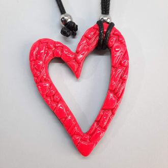 Colgante Corazón Hueco Grande Rosa Neon