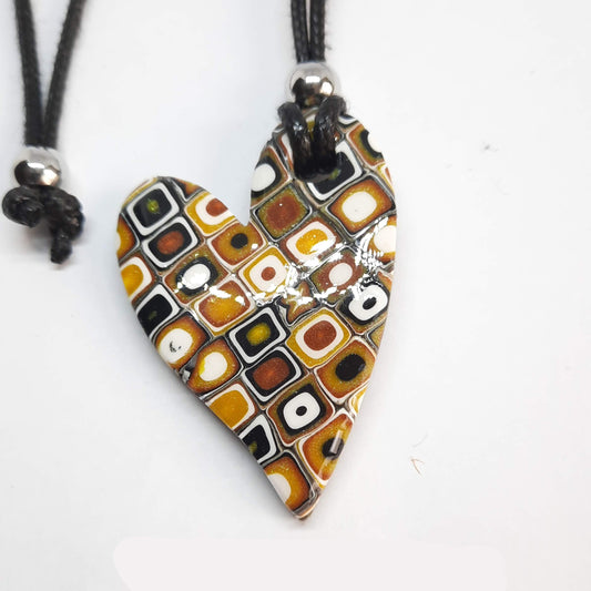 Colgante Corazón Pleno Mediano Amarillo Antiguo