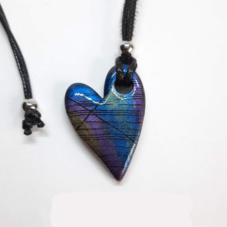 Colgante Corazón Pleno Pequeño Labradorita Violeta