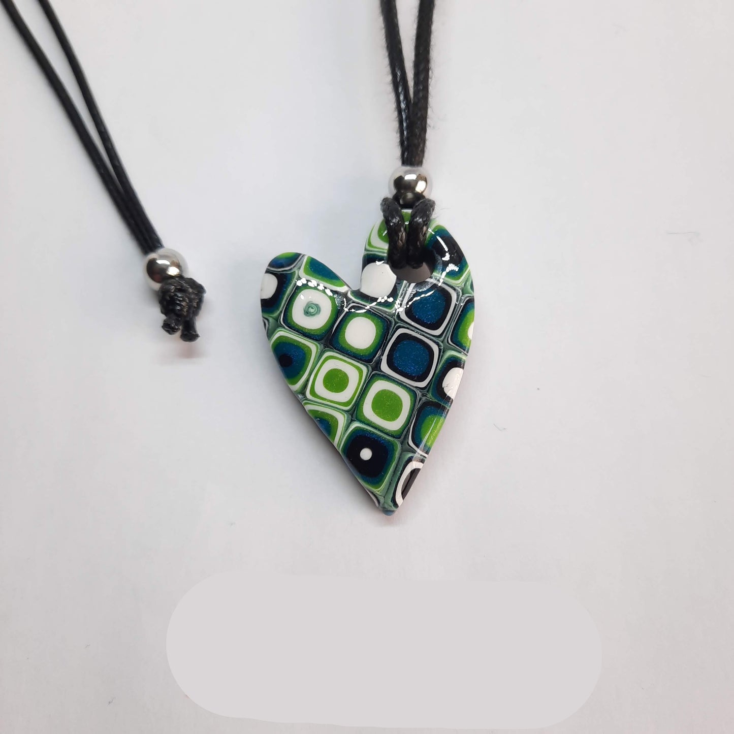 Colgante Corazón Pleno Pequeño Verde Blanco