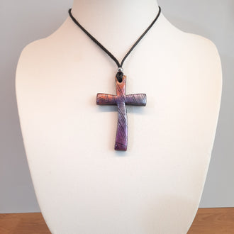 Colgante Cruz Labradorita Violeta