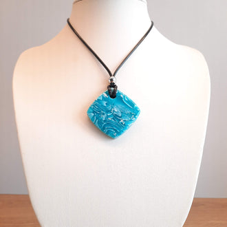 Colgante Cuadrado Aguamarina