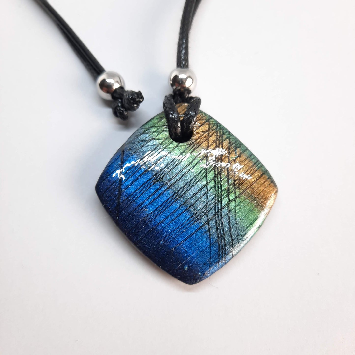 Colgante Cuadrado Mediano Labradorita Azul