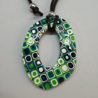 Colgante Ovalado Mosaico Verde