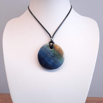 Colgante Redondo Grande Labradorita Azul
