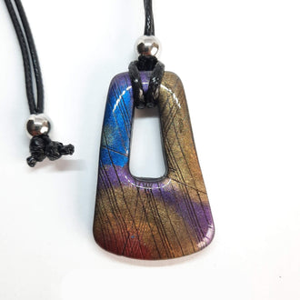 Colgante Trapecio Grande Labradorita Violeta