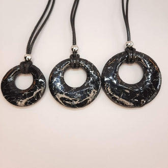 Colgantes Círculo Negro Mármol