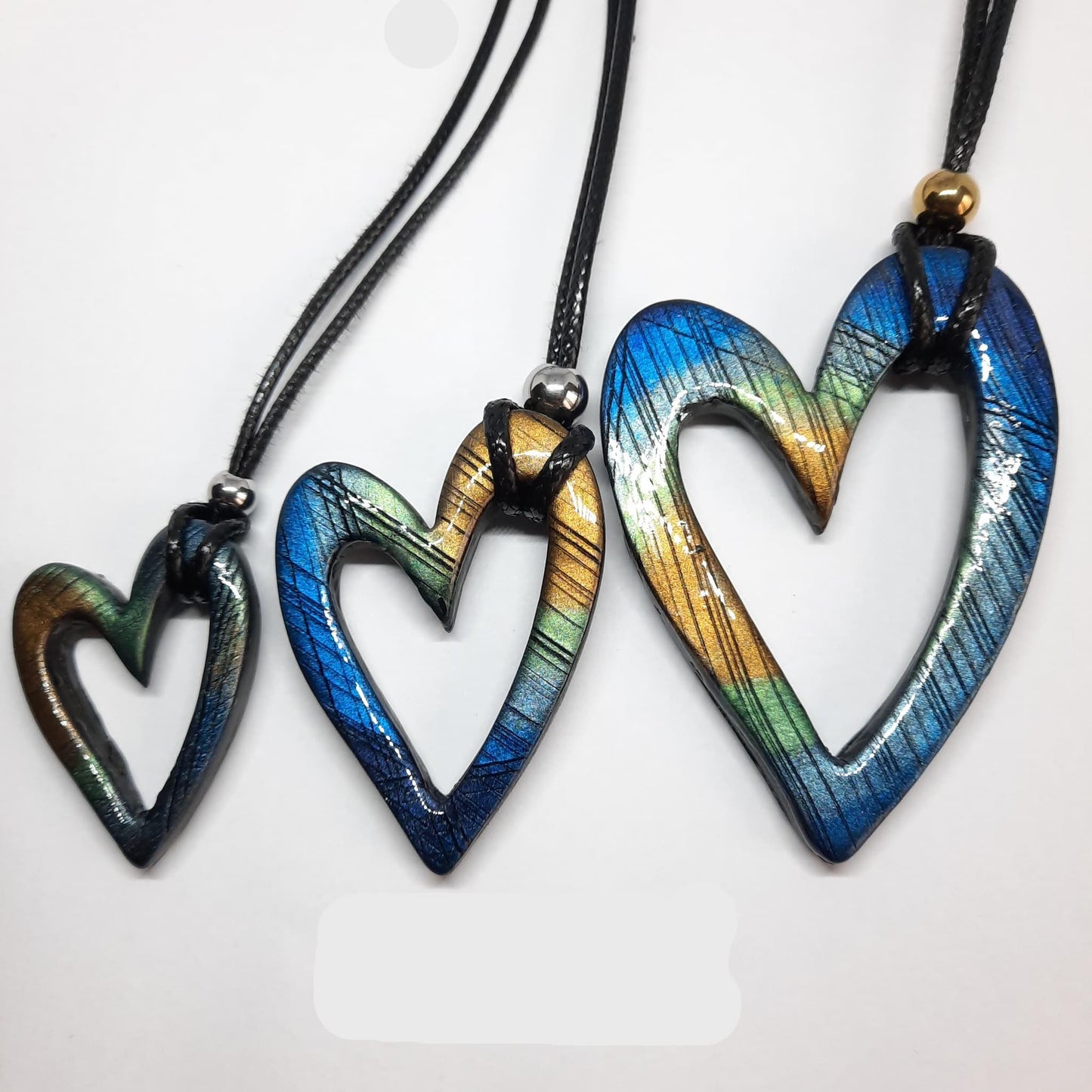 Colgantes Corazón Huecos Labradorita Azul