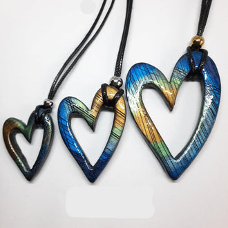 Colgantes Corazón Huecos Labradorita Azul