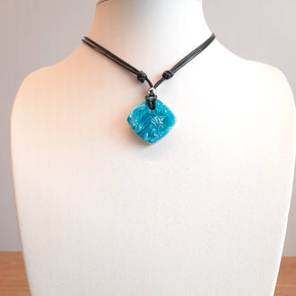 Gargantilla con Colgante Cuadrado Aguamarina