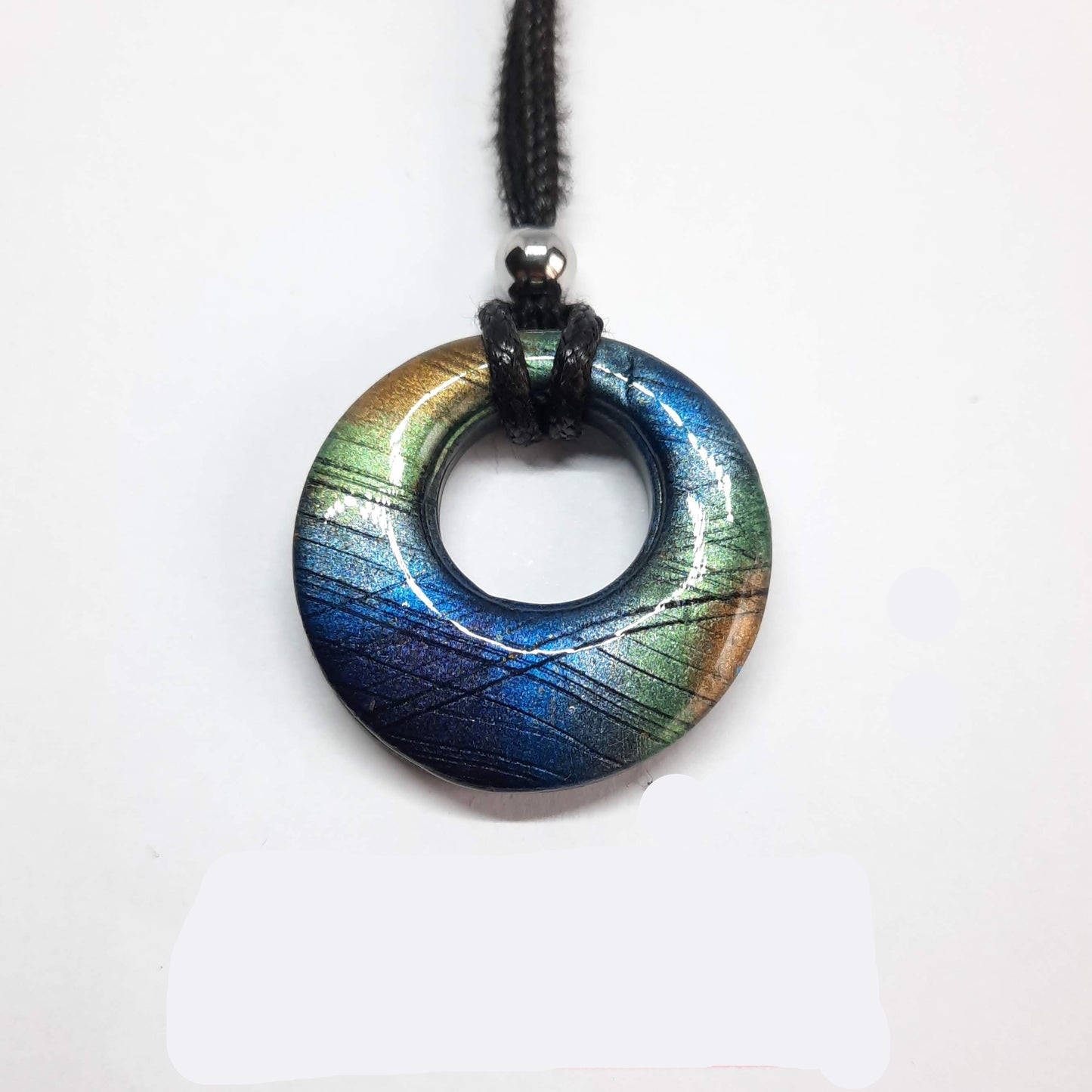 Gargantilla Con Colgante Círculo Labradorita Azul